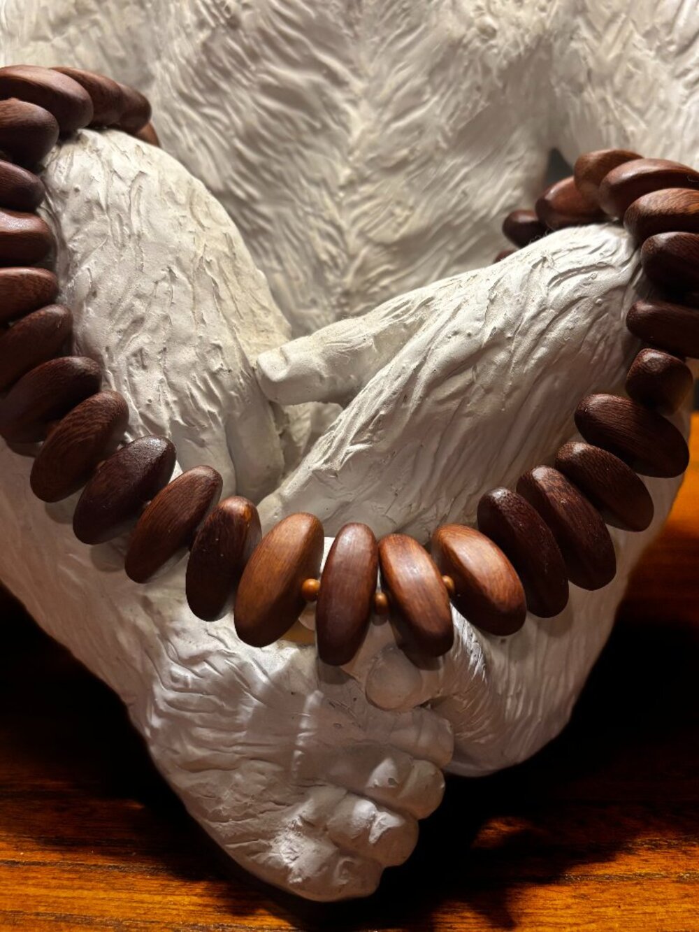 Artisan Made Bayong Wood Reddish Brown Elongated Beads 21-1/2" Necklace